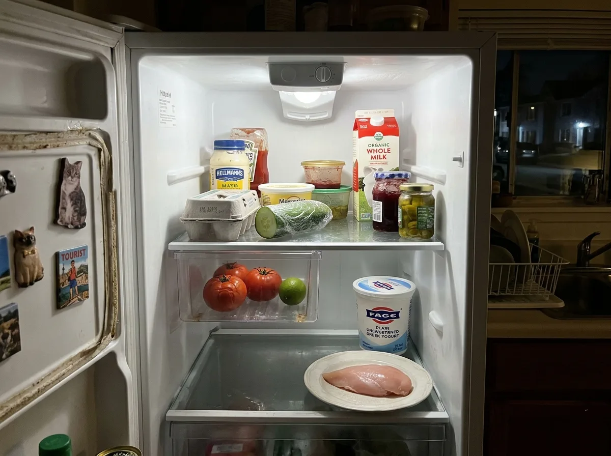 冰箱开箱食材场景示意图