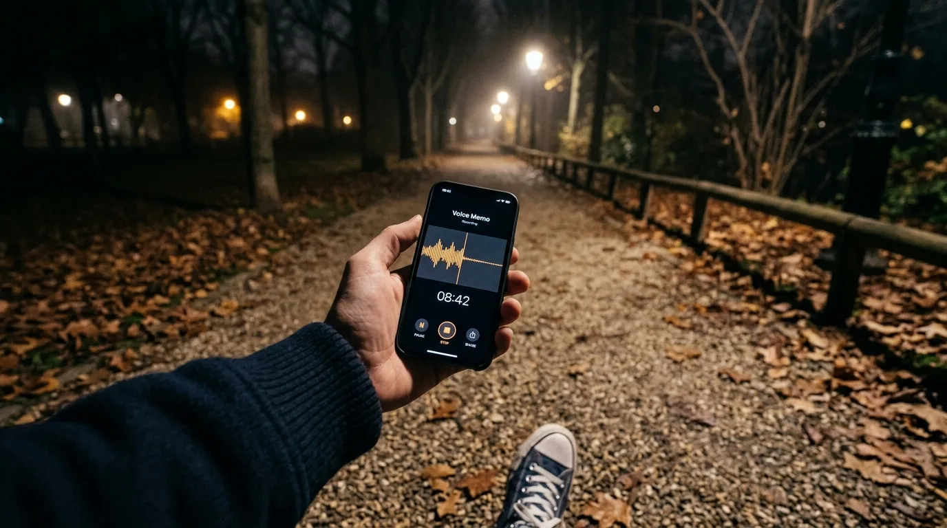 散步录音与复盘场景示意图
